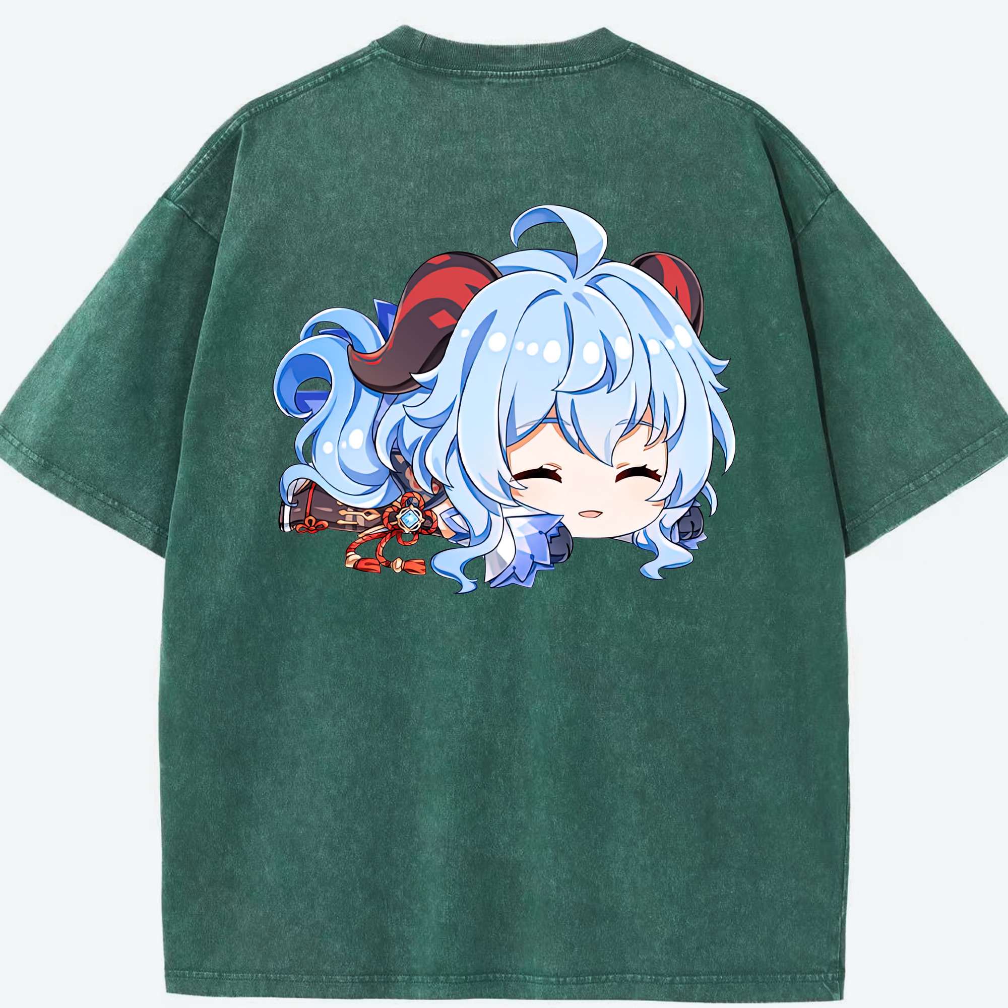 げんし神 甘雨 かんう genshin Ganyu 綿100% ヴィンテージ風 半袖Tシャツ（背面プリント）